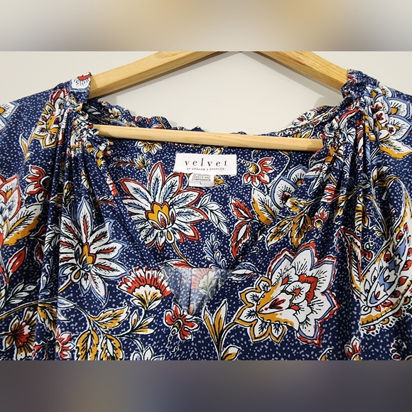 Sold Velvet by Graham and Spencer Paloma tie Waist boho floral mini dress - Picture 7 of 13